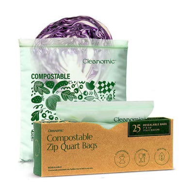 Compostable* Zip Quart Bags