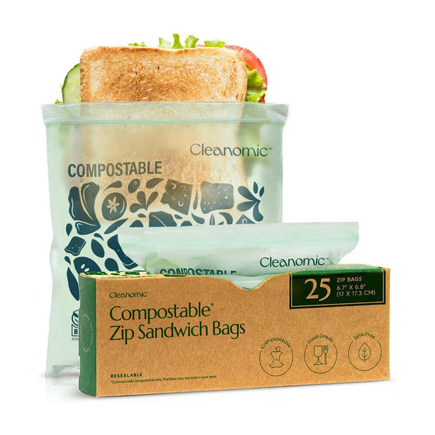 Compostable* Zip Sandwich Bags