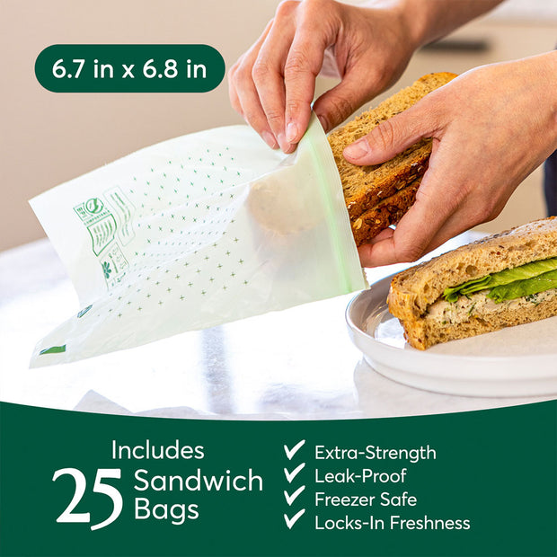 Compostable* Zip Sandwich Bags