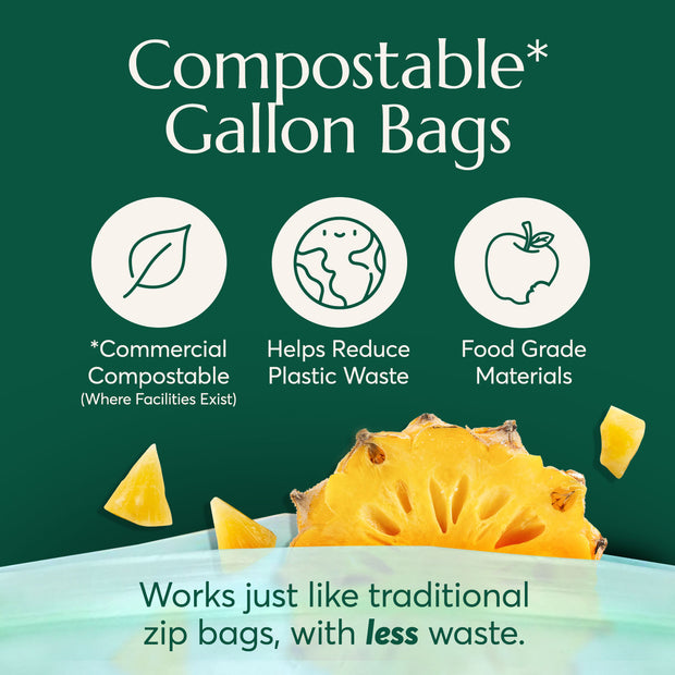 Compostable* Zip Gallon Bags